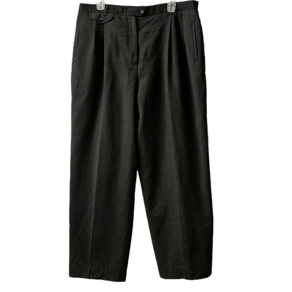 Evan Picone Gray 100% Wool Pleated Trousers Dress Slacks Plus Size 16